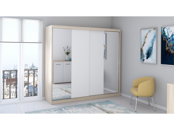 Гардероб с плъзгащи врати Multi 38 (корпус дъб сонома/лице бяло)